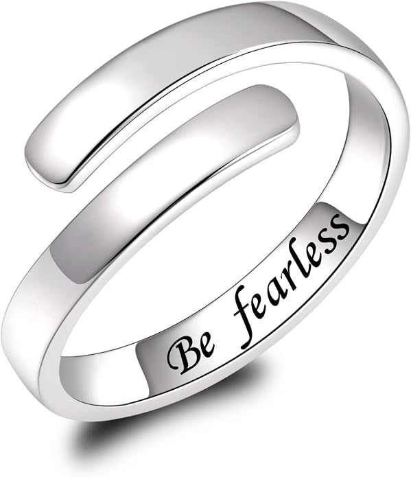 BEILIN 925 Sterling Silver Inspirational Jewelry Rings Adjustable Ring Personality Encouragement Gift for Teens Women