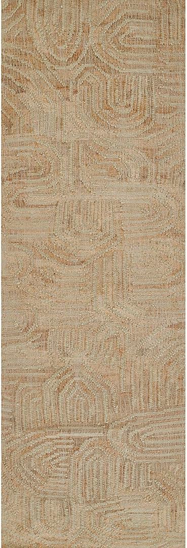 Tempaper Swell Natural and Cream Handwoven Jute and Wool Area Rug, 2'3" x 8'