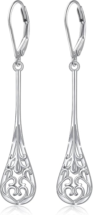 S925 Sterling Silver Vertical Drop Dangle Earrings Gift for Women Teenage