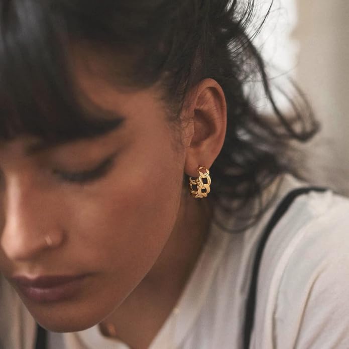 MYEARS Women Hoop Earrings Gold 14K Gold Filled Small Simple Handmade Hypoallergenic Everyday Illusion Jewelry