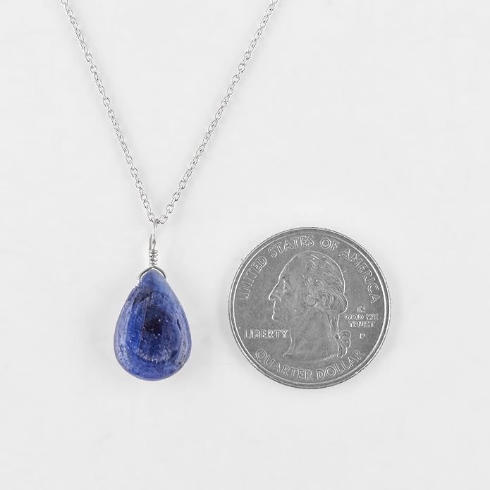 Raw Gemstone Dainty Pendant Necklace for Women, Trendy Healing Chakra Crystal, Birthstone Handmade 925 Sterling Silver Adjustable 18 inch Chain Jewelry, Birthday Gifts