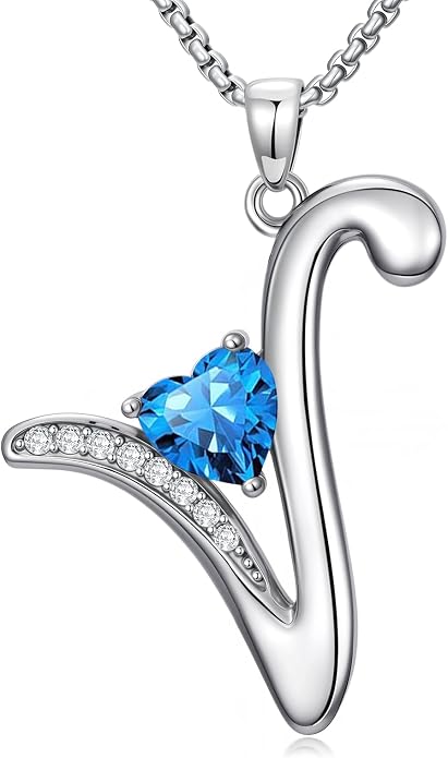 Birthday Gifts for Women Alphabet A to Z Initial Birthstone Pendant Necklaces for Women - 18k White Gold Plated Personalized Name Jewelry Anniversary Graduation Gifts for Wife Her Daughter Girlfriend(with Gift Box)