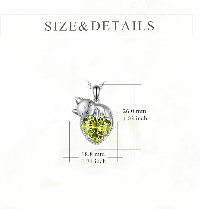 Cat Necklace Sterling Silver Cat Zircon Pendant Gothic Jewelry for Women Animal Lovers Gifts