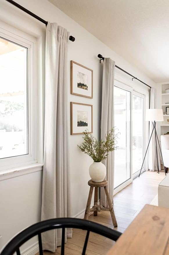 100% Blackout Shield Linen Total Blackout Curtains for Bedroom 96 Inches Long, Back Tab/Rod Pocket Living Room Drapes, Thermal Insulated Blackout Curtains 2 Panels Set, 50" W x 96" L, Cream