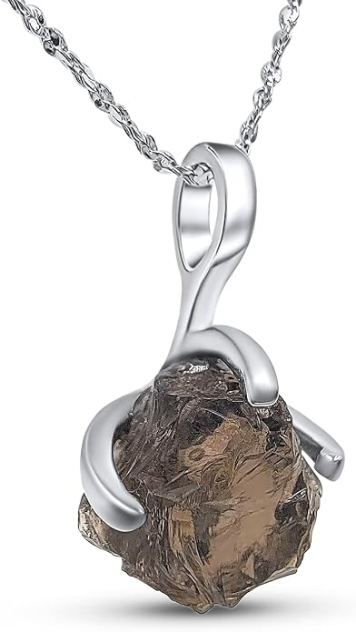 Natural raw gemstone pendant chain necklace with white gold over 925 solid sterling silver, birthstone dainty solitaire gift for her, uniquelan jewelry