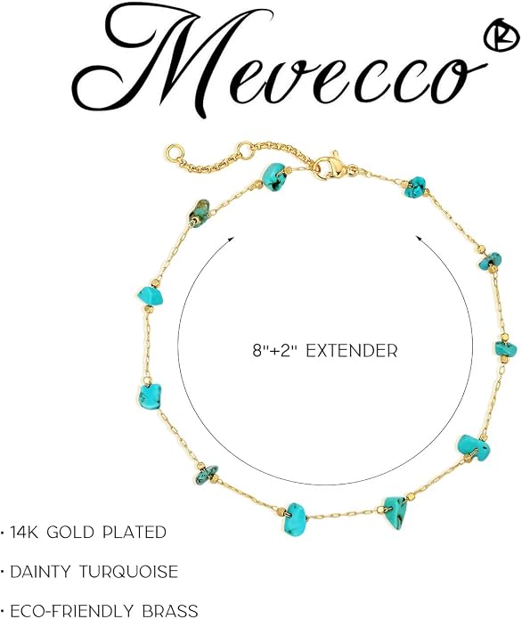 MEVECCO Anklet for Women Gold Chain 14K Gold Plated Dainty Boho Beach Summer Simple Foot Jewelry Ankle Bracelet