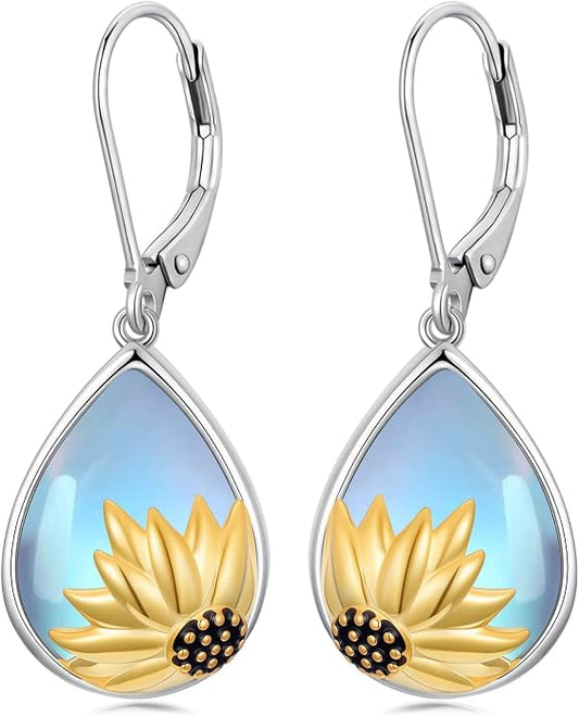 Midari Heart Dangle Earrings 925 Sterling Silver Leverback Drop Earrings Teacher Music Art Jewelry Gifts for Women Students Apple/Guitar/Palette/Note Design