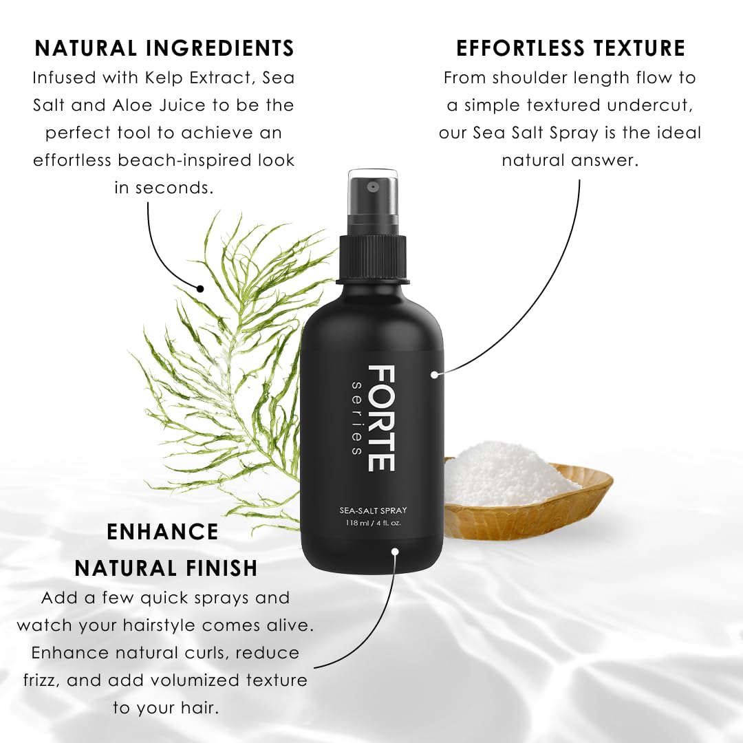 Alex Costa Sea-Salt Spray by Forte Series | Hair Volume for Men | Volumizing & Texturizing for Hair | Beachy Surfer Hair, Volume Hairspray for All Hair Types, (4 oz)