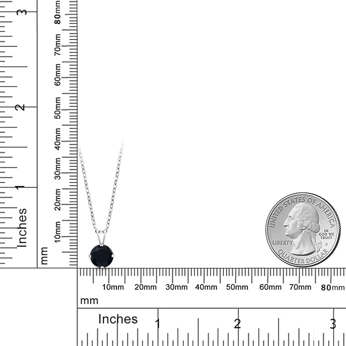 Gem Stone King 7MM Round Gemstone Birthstone Pendant Necklace For Women | 925 Sterling Silver | With 18 Inch Silver Chain | Fine Jewelry Gifts for Women Her Mom Wife