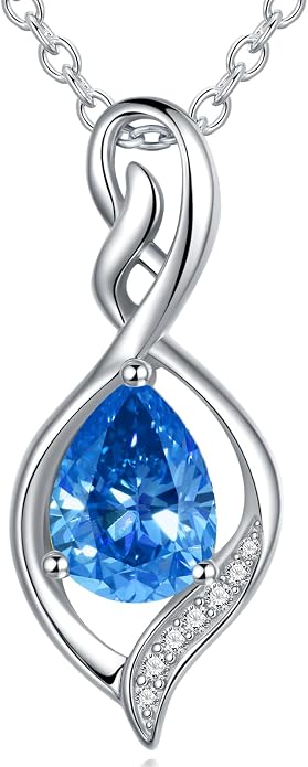 Infinity Birthstone Necklace for Women 925 Sterling Silver Dainty Infinity Pendant Jewelry Birthday Mothers Day Gifts for Mom Women Wife