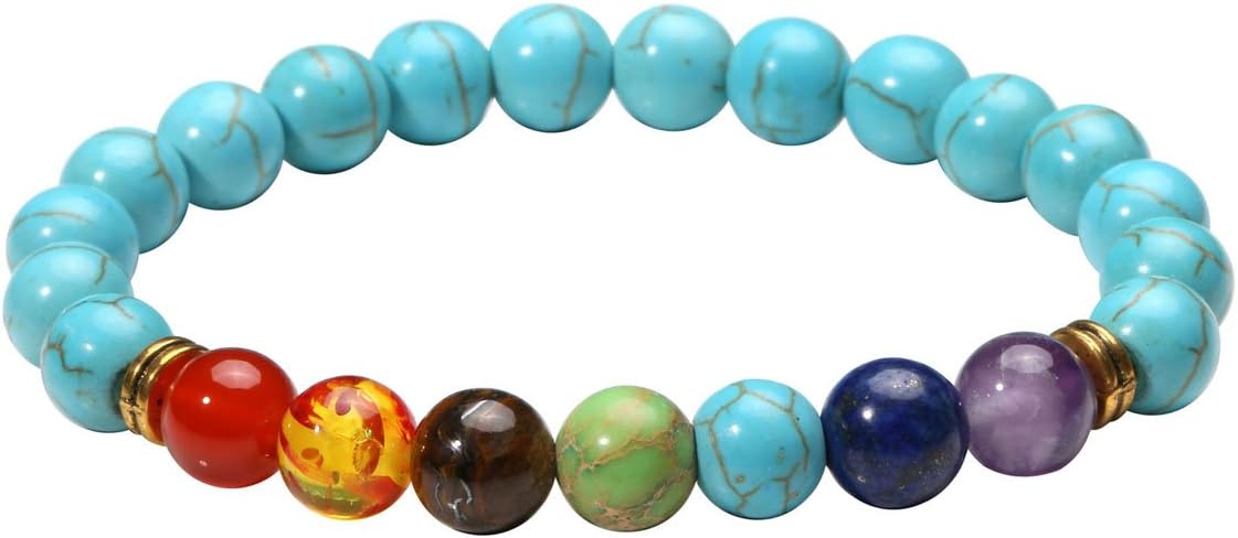 Eigso 7 Chakra Diffuser Bracelets Set for Women Men Reiki Healing Meditation Lava Rock Stone Beads
