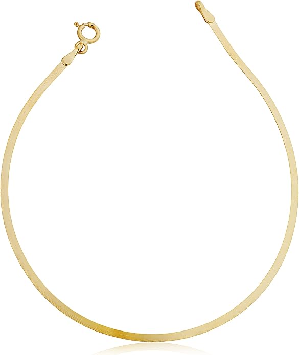 Kooljewelry Womens Elegant - 10K Yellow Gold Herringbone Chain Bracelet 7.5 in