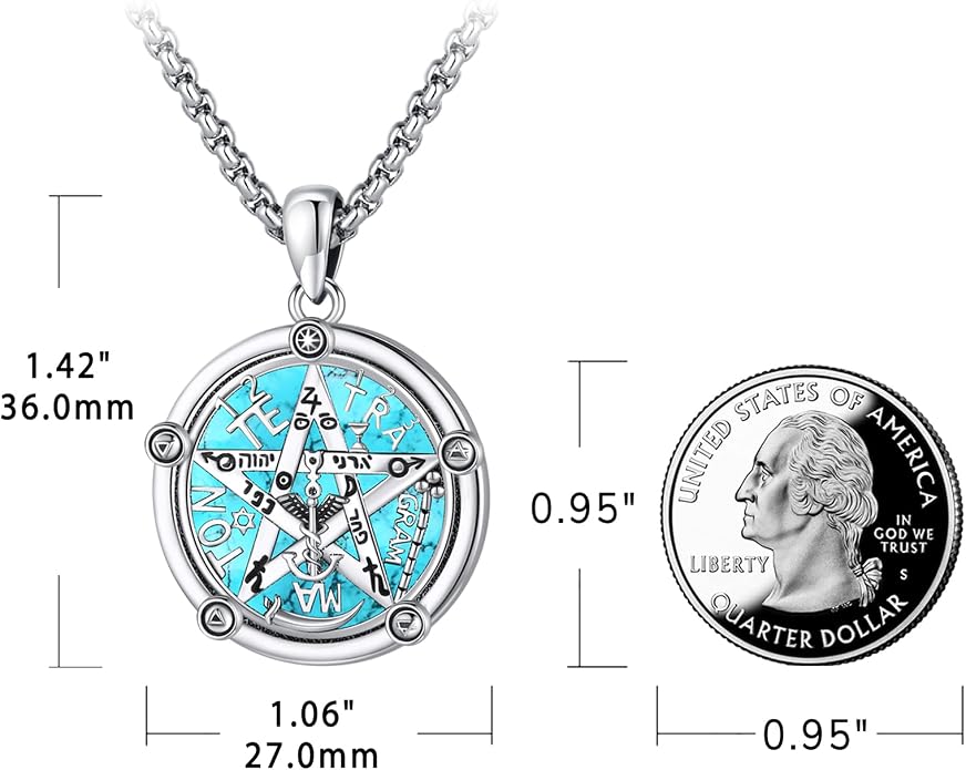 Turquoise Jewelry for Women Men 925 Sterling Silver Pendant Urn Necklaces for Ashes Picture Locket Necklace Thor Hammer Yggdrasil Virgen De Guadalupe St Michael Christopher Judas Witches Knot Necklace