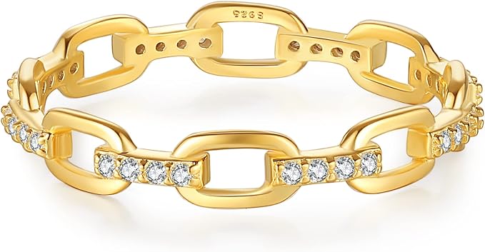 18K Gold Plated Chain Link Statement Ring
