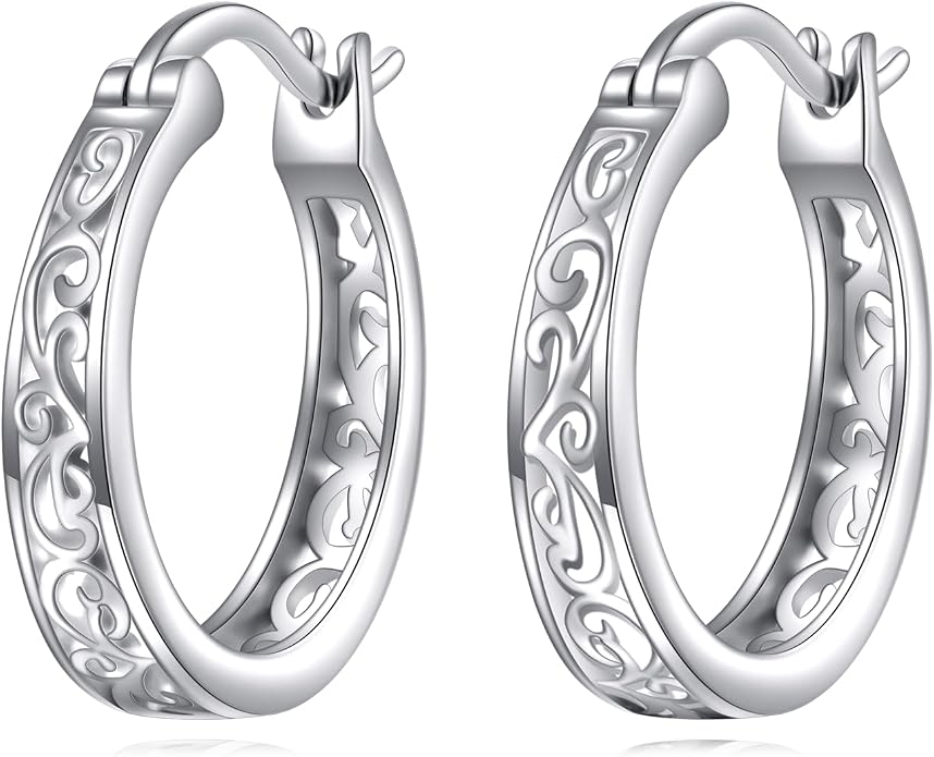 Sterling Silver Hoop Earrings Small Hoop Sun/Leaf/Triangle Huggie Earrings for Women Hypoallergenic