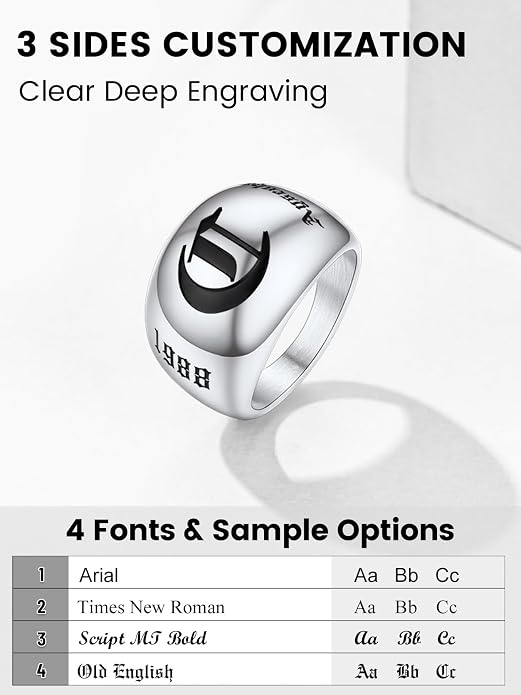 GOLDCHIC JEWELRY Chunky Dome Ring for Women, Stainless Steel Bold Stacking Croissant Statement Ring For Men (Size 7-12, Custom)