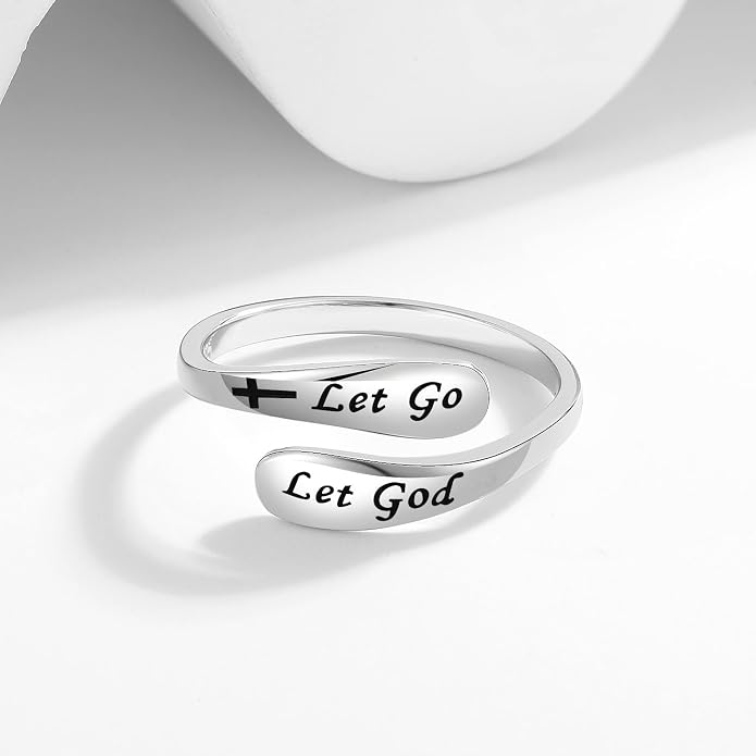 925 Sterling Silver Inspirational Adjustable Rings - Personality Encouragement Jewelry Gift For Women