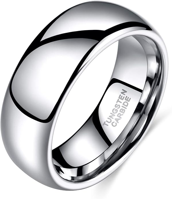 TRUMIUM 2mm 4mm 6mm 8mm Tungsten Wedding Band Ring for Men Women Silver/Rose Gold Plated/Rainbow/Gold Plated Domed High Polish Engagement Promise Rings Comfort Fit 4-15