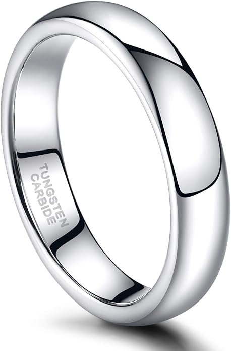 TRUMIUM 2mm 4mm 6mm 8mm Tungsten Wedding Band Ring for Men Women Silver/Rose Gold Plated/Rainbow/Gold Plated Domed High Polish Engagement Promise Rings Comfort Fit 4-15