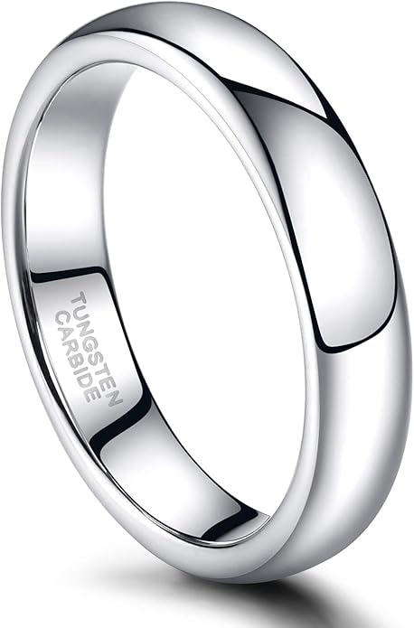 TRUMIUM 2mm 4mm 6mm 8mm Tungsten Wedding Band Ring for Men Women Silver/Rose Gold Plated/Rainbow/Gold Plated Domed High Polish Engagement Promise Rings Comfort Fit 4-15