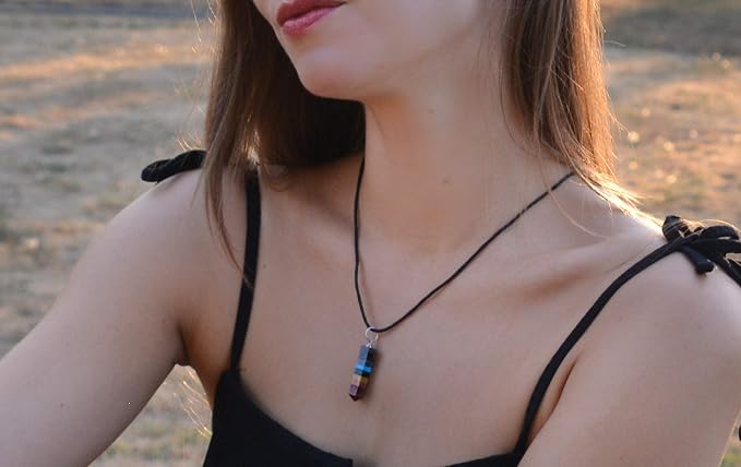 AYANA Chakra Pendant Necklace | Rainbow Gemstone for Spiritual Dowsing, Reiki, Yoga & Meditation | Authentic Jewelry for Men & Women