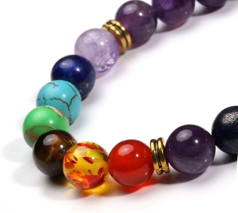 Eigso 7 Chakra Diffuser Bracelets Set for Women Men Reiki Healing Meditation Lava Rock Stone Beads