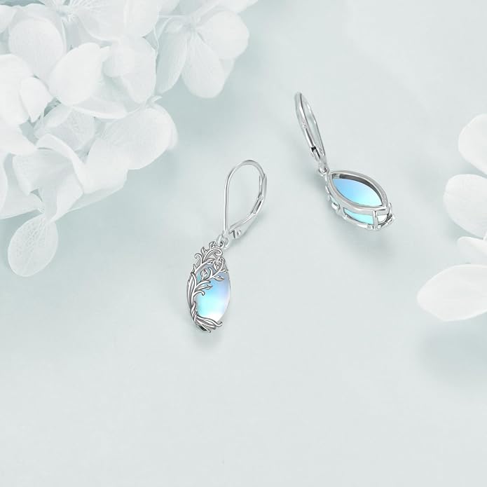 POPLYKE Tree of Life Teardrop Drop Dangle Earrings Sterling Silver Leverback Earrings Jewelry