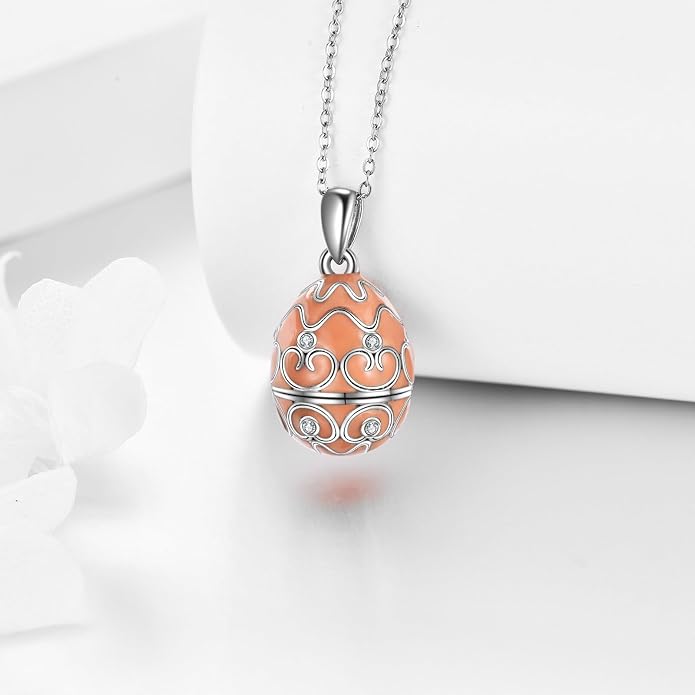 AXELUNA Fox Necklace Sterling Silver Easter Egg Necklace Fox Pendant Animal Jewelry Gifts for Women Girls Birthday Graduation Gift