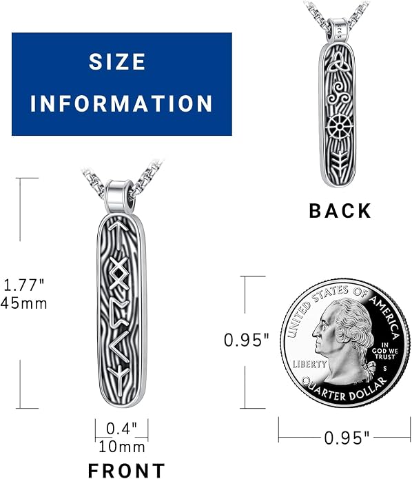 Eusense Viking Necklace for Men Women 925 Sterling Silver Pendant Thors Hammer/Norse Runes/Odin's Ravens/Wolf/Dragon/Snake/Yggdrasil/Freya/Helm of Awe/Valknut/Triskelion/Axe/Shield Viking Jewelry
