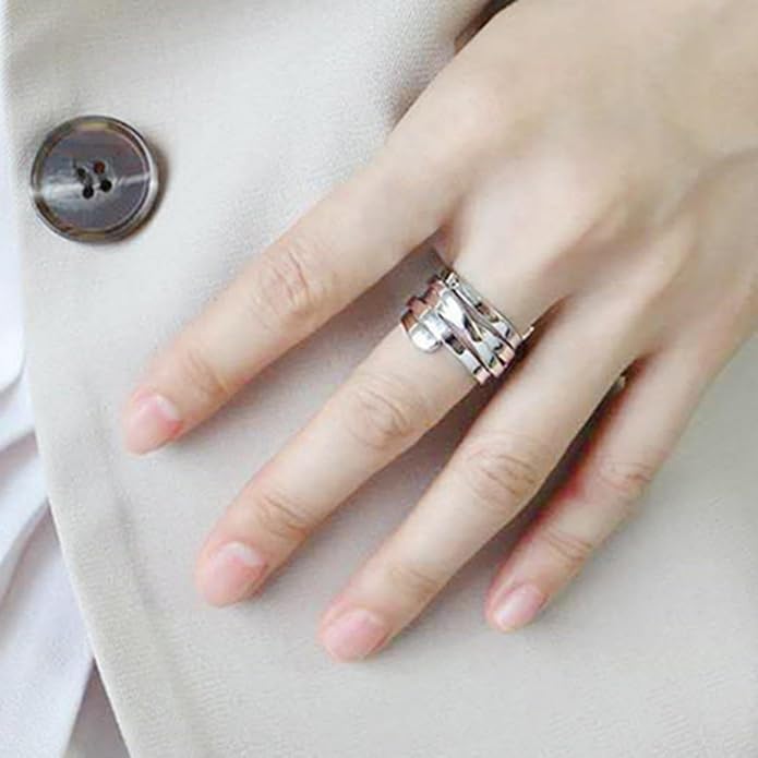 925 Sterling Silver Ring Minimalist Adjustable Rings Band Handmade Rings for Women Girls