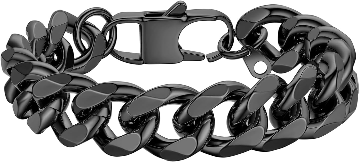 PROSTEEL Stainless Steel Bracelets for Men Women, Gold/Silver/Black, Cuban Link Bracelet Adjustable, Jewelry with Gift Box