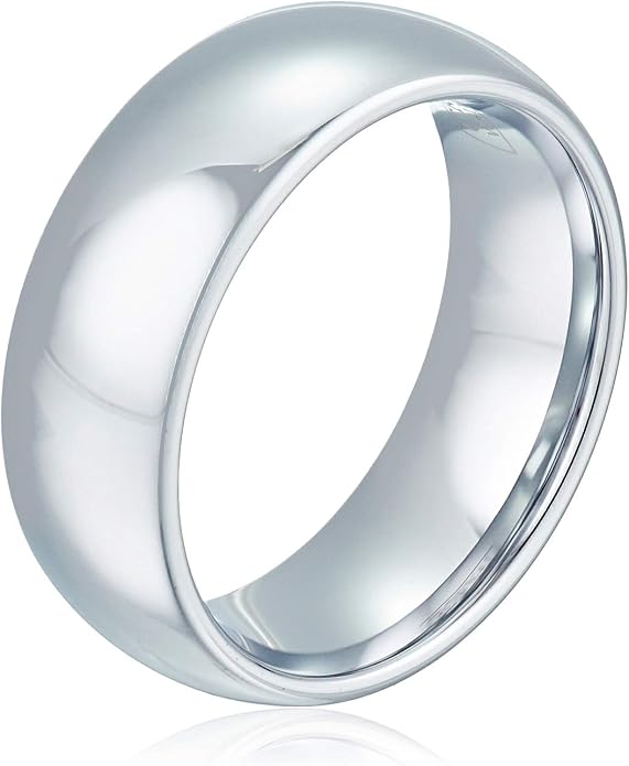 CROWNAL 1mm 2mm 3mm 4mm 5mm 6mm 7mm 8mm Tungsten White/Yellow Gold/Rose Gold Plated Wedding Band Ring Men Women Plain Dome Polished Comfort Fit