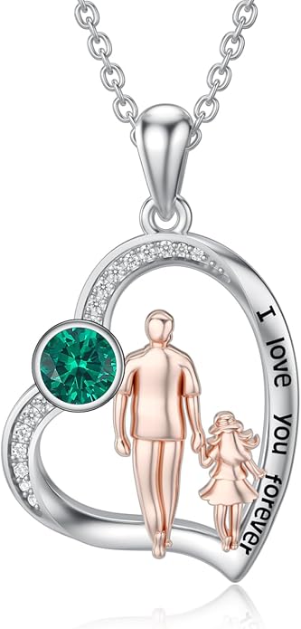 PROESS S925 Sterling Silver Daughter Heart Pendant Necklace from Dad Mom I Love You Forever Jewelry