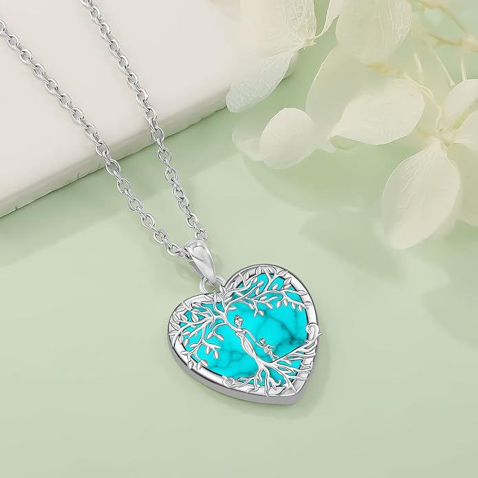 Odinstone Tree of Life Necklace, Sterling Silver Pendant for Women Family Tree Necklaces Jewelry for Mom/Wife/Grandma(With Fine Gift Box)