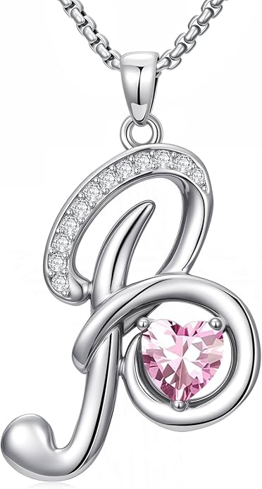 Birthday Gifts for Women Alphabet A to Z Initial Birthstone Pendant Necklaces for Women - 18k White Gold Plated Personalized Name Jewelry Anniversary Graduation Gifts for Wife Her Daughter Girlfriend(with Gift Box)