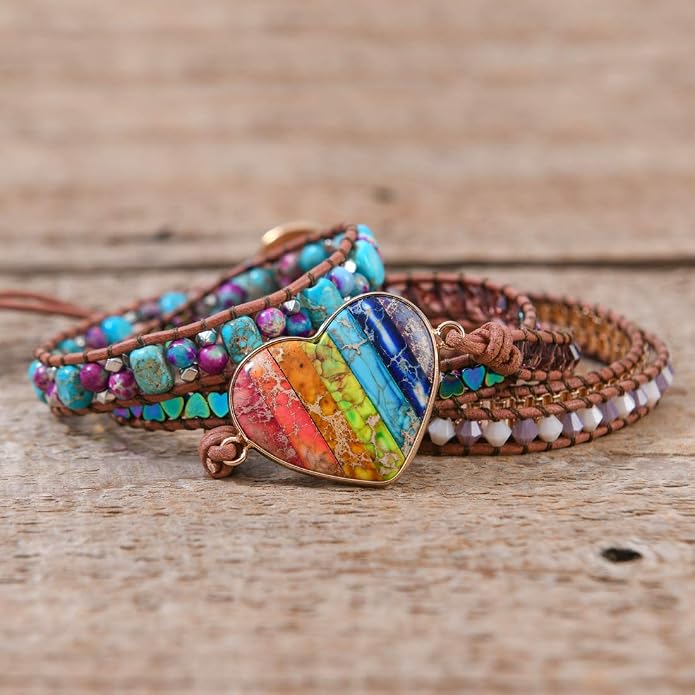 YGLINE Natural Stone Bracelet 3 Wraps Bracelet Handmade Boho Bracelet for Women Bracelet