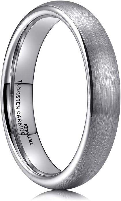 King Will Wedding Band for Men Women, 2/4/6/7/8mm Domed Matte Brushed Tungsten Carbide Rings, Solid/Dual Color Engagement Rings, Comfort Fit