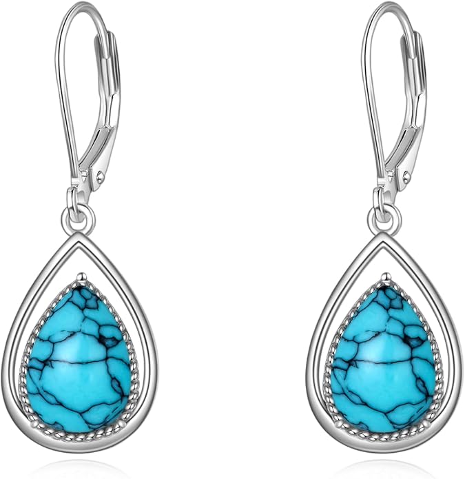 VONALA Dangle Earrings 925 Sterling Silver Opal Larimar Lapis Sapphire Turquoise Moss Agate Crystal Dangling Earrings Jewelry Gift for Women