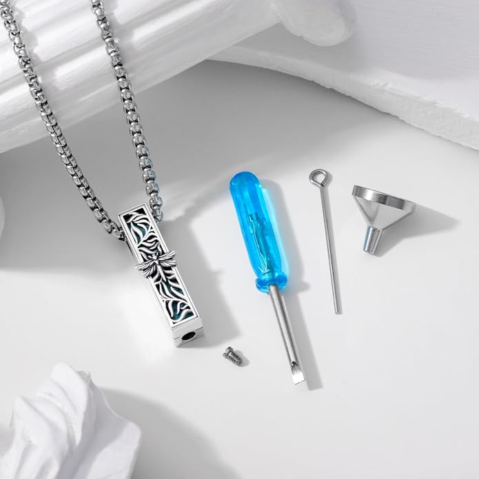 925 Sterling Silver Memorial Jewelry Urn Necklaces for Ashes, Photo Locket Necklace that Holds Picture