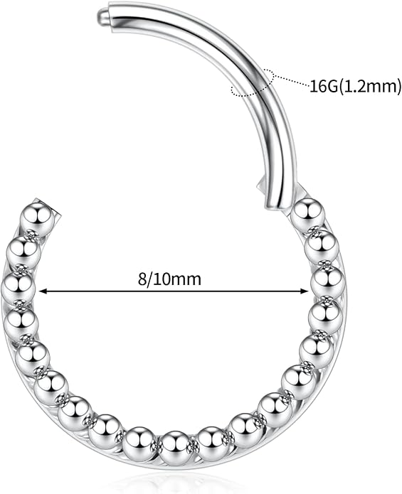 316L Surgical Steel Septum Clicker Ring Nose Ring Hoop Sleeper Hoop Earring Helix Rook Conch Cartilage Daith Tragus Earrings Lobe Nose Piercing Jewelry for Women
