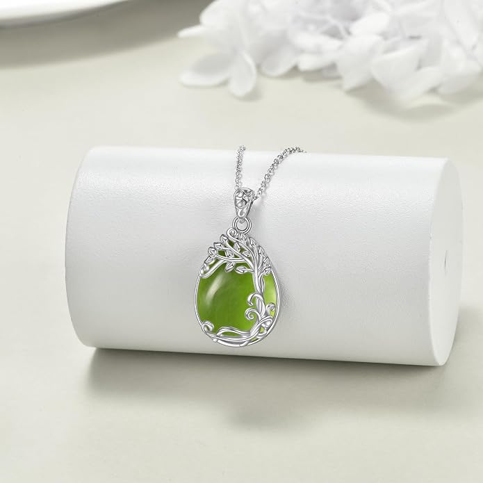 YAFEINI 925 Sterling Silver Moonstone Necklace Filigree Teardrop Pendant Necklace Jewelry for Women Girls