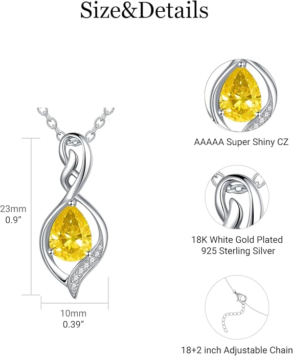 Infinity Birthstone Necklace for Women 925 Sterling Silver Dainty Infinity Pendant Jewelry Birthday Mothers Day Gifts for Mom Women Wife