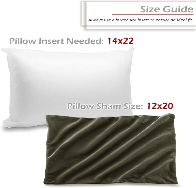 Nestl Throw Pillow Covers, Cozy Velvet Decorative Pillow Covers 12 x 20 Inches, Soft Solid Couch Pillow Covers for Sofa, Bed and Car, Set of 2 - Khaki