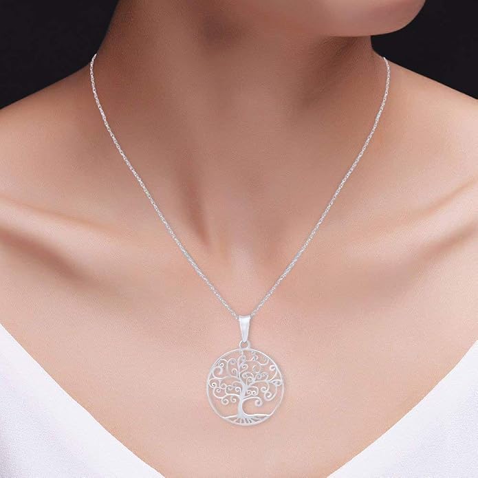Jewel Zone US Tree of Life Filigree Pendant Necklace 14k Gold Over Sterling Silver