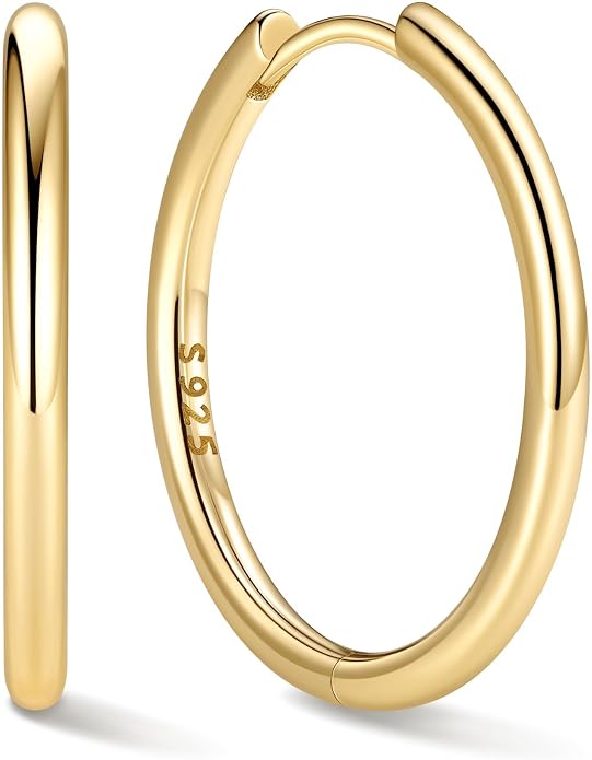 ChicSilver Sterling Silver Hoop Earrings for Women Hypoallergenic 925 Sterling Silver Huggie Earrings for Women Dainty Earring (8/10/12/14/16/18/20MM)