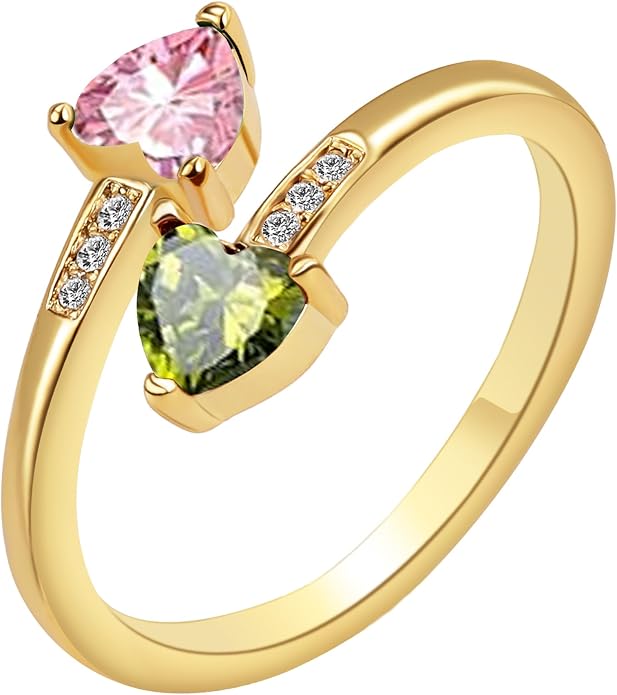 Btysun Mothers Day Gifts, Birthday Gifts for Women Non Tarnish Gold Rings Adjustable 1-12 Birthstone Rings Birthday Gift for Wife Mom Stocking Stuffers Promise Ring Anniversary Wedding Jewelry