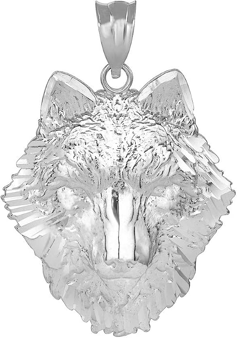 Claddagh Gold Fine 925 Sterling Silver Tribal Wolf Head Charm Pendant Necklace