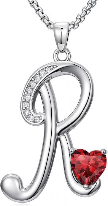 Birthday Gifts for Women Alphabet A to Z Initial Birthstone Pendant Necklaces for Women - 18k White Gold Plated Personalized Name Jewelry Anniversary Graduation Gifts for Wife Her Daughter Girlfriend(with Gift Box)