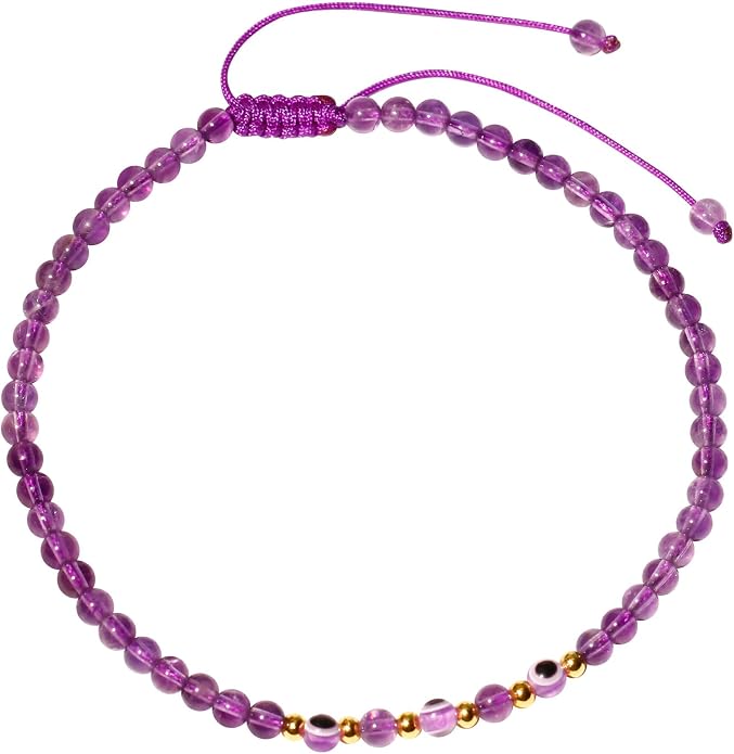 Evil Eye Ankle Bracelets for Women Beads Anklets Beach Accessiory Gemstone Healing Crystal Adjustable
