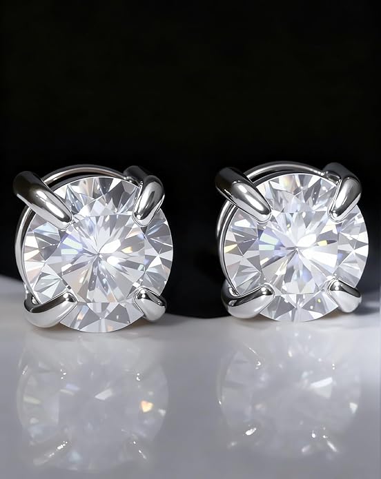 Moissanite Earrings Magnetic Earrings for Men Stainless Steel 14K Gold Plated Non Piercing Ear Clip On Stud Hypoallergenic VVS1 Fake Mens Earring 1.6Carats
